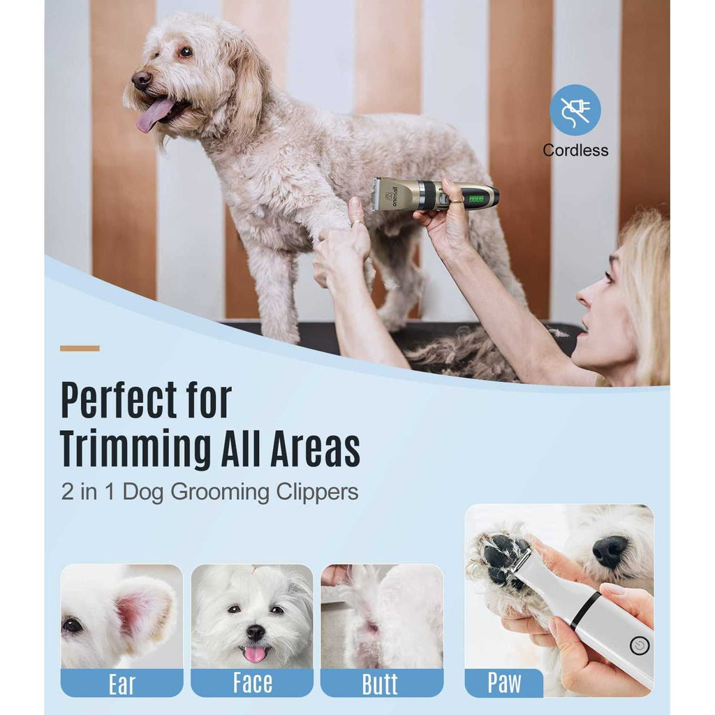 Dog Clippers and Paw Trimmer Kit 2 in 1 Low Noise Cordless N430127