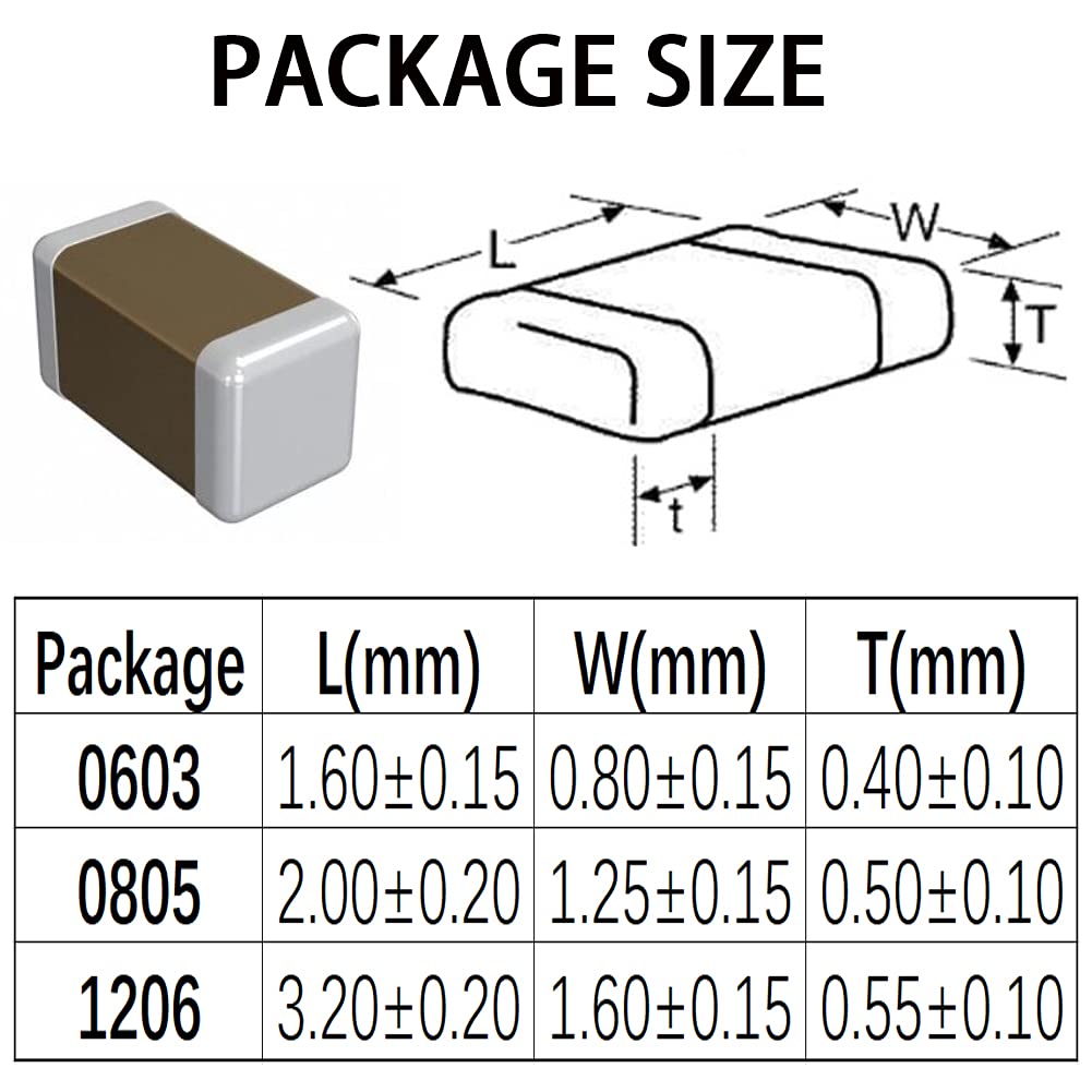 960PCS 0603 0805 1206 SMD Capacitor Kit, 16 Value 10pF-22uF Multilayer Ceramic Chip Capacitors Assortment Set M680913