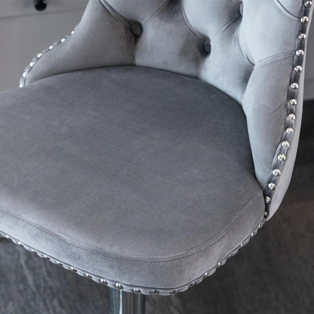 Gray Velvet Swivel Bar Stools Set of 2 with Backs G24514