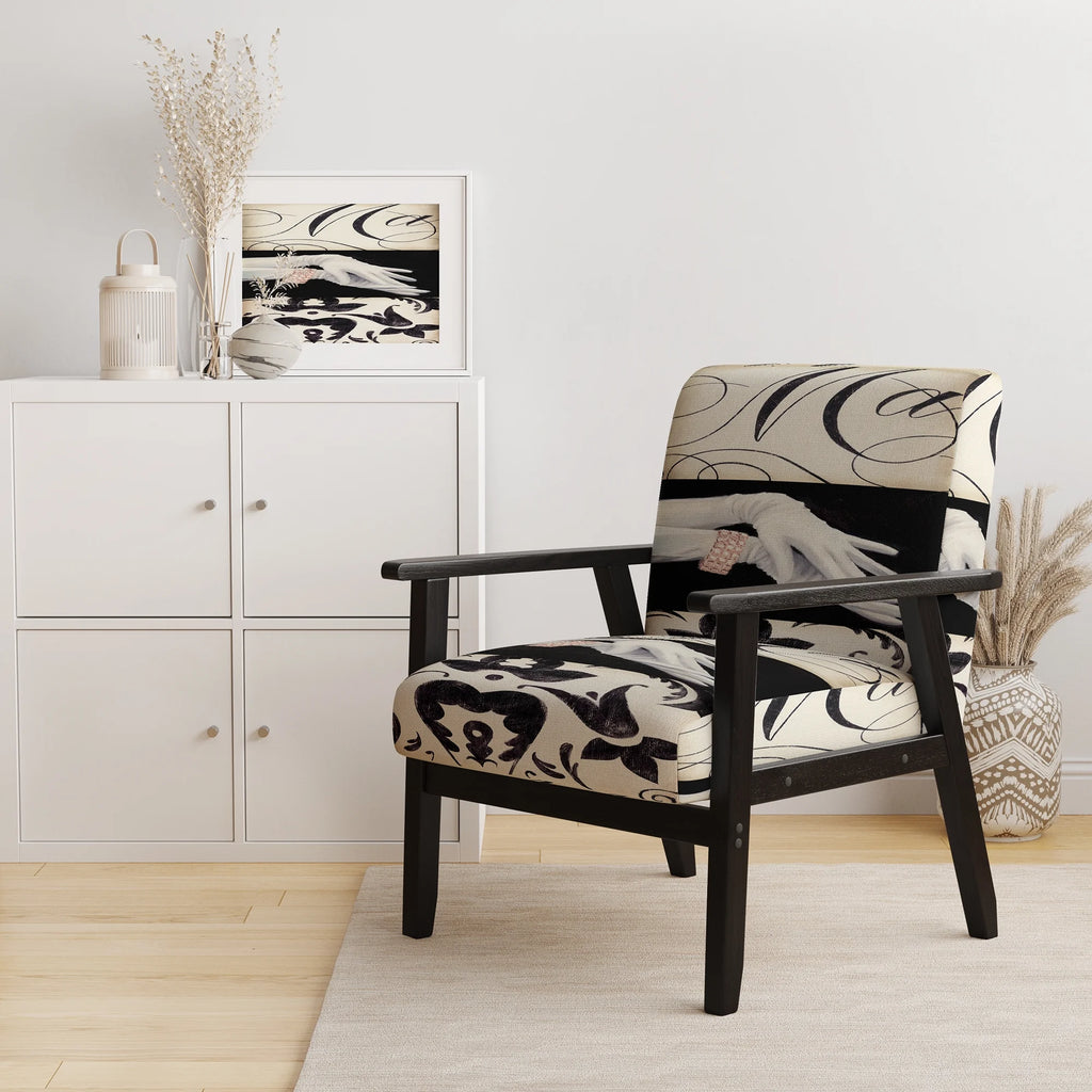 Black And White Upholstered Accent Chair R968693