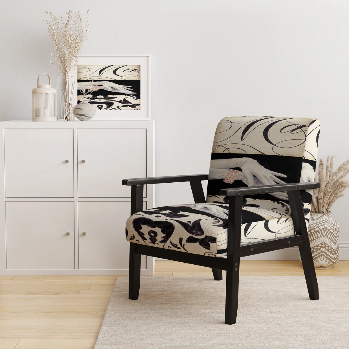 Black And White Upholstered Accent Chair R968693