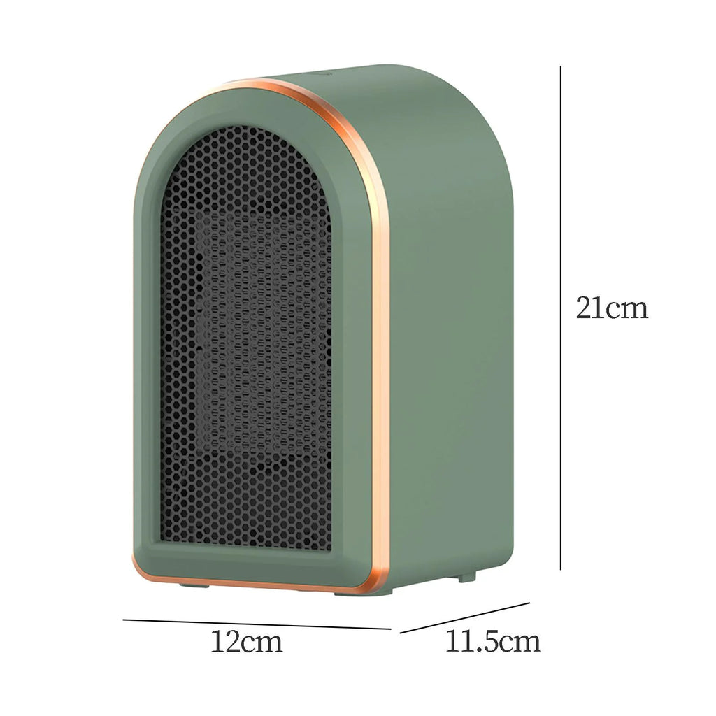 Green Mini Heater Fan with Tip Over Protection H2181