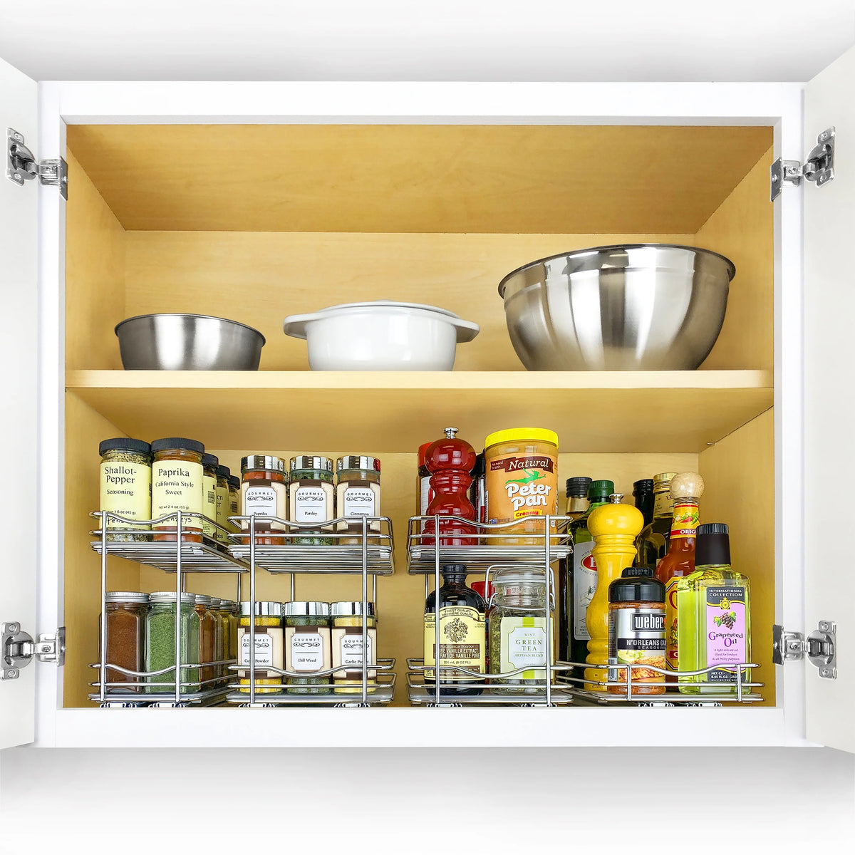 Chrome Double Pull Out Spice Rack Organizer for Cabinet O893286