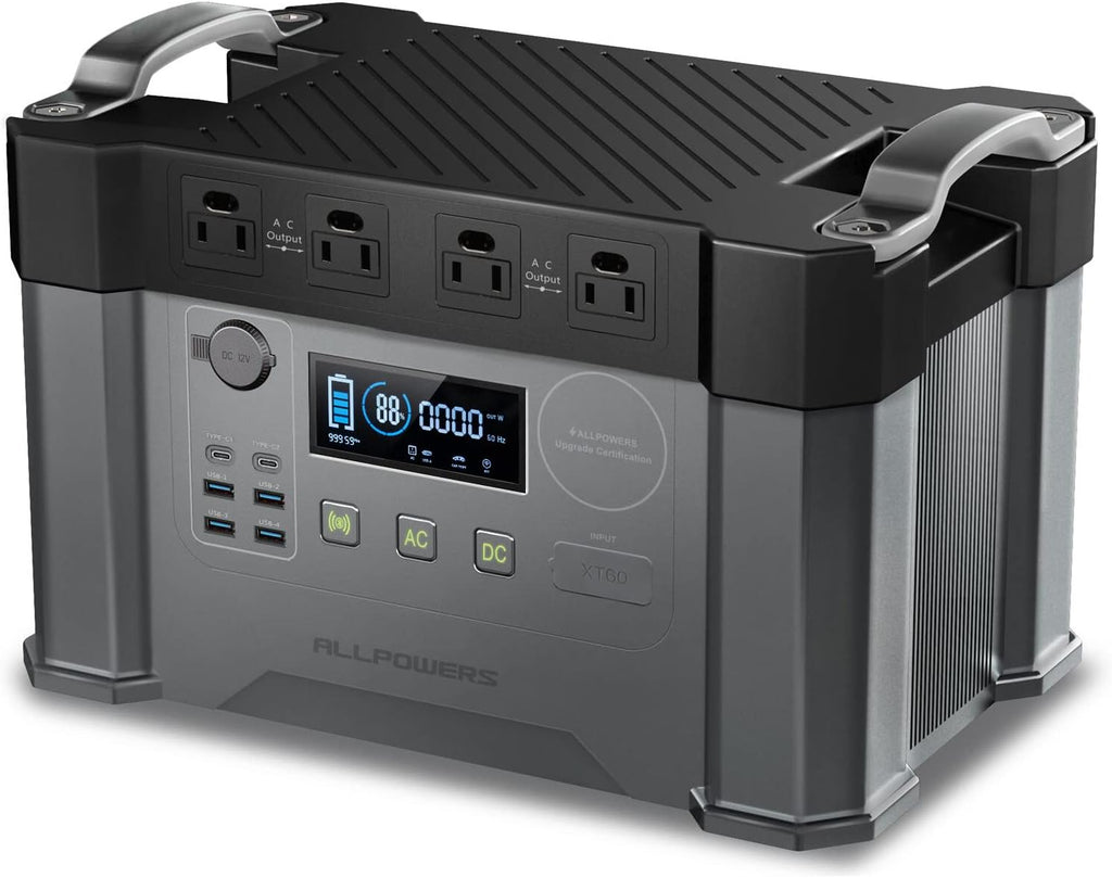 Portable Power Station 2000W Peak 4000W Solar Generator MPPT 1500Wh Backup Battery with 4 AC Outlets T7788