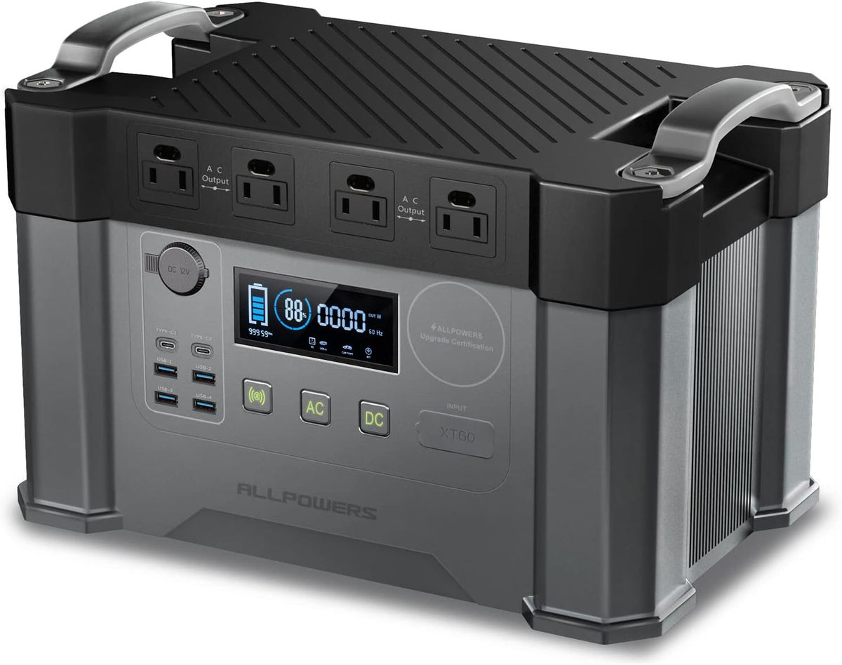 Portable Power Station 2000W Peak 4000W Solar Generator MPPT 1500Wh Backup Battery with 4 AC Outlets T7788