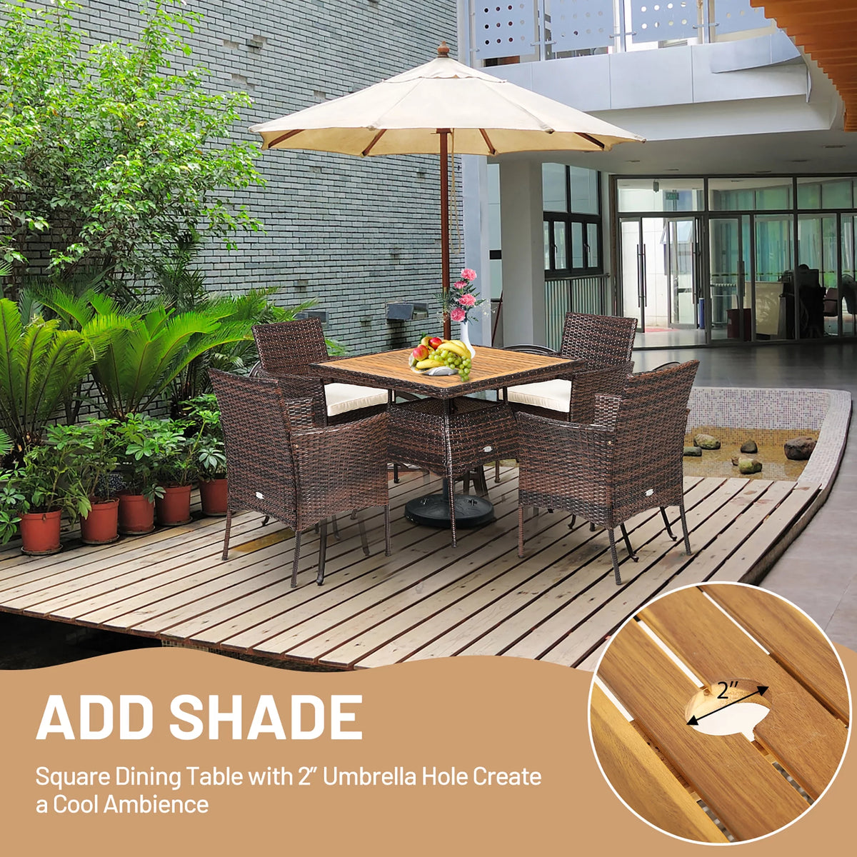 5 Pc Patio Rattan Dining Furniture Set V783970