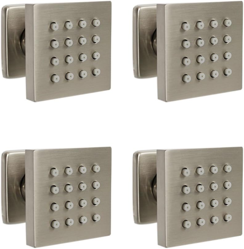 Brushed Nickel LED Rain Shower Head System with Thermostatic Mixer Valve and Body Sprayer Jets S273837