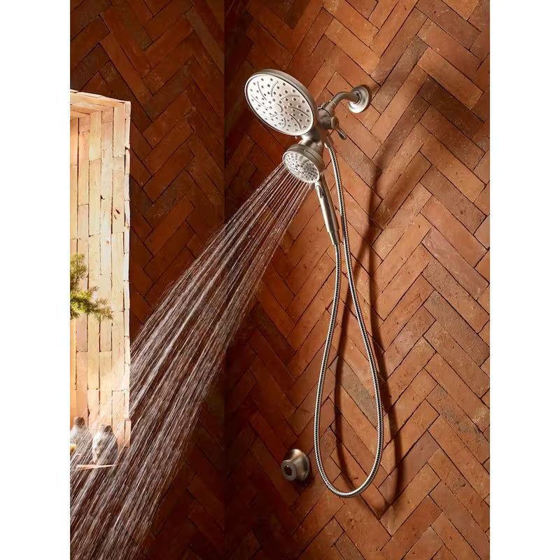 Single Handle 6-Spray Tub Shower Faucet with Rainshower Brushed Nickel B314760