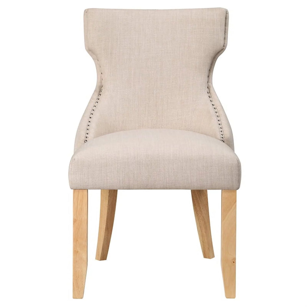 Ivory Fabric Wing-Back Side Chair Set of 2 G301253