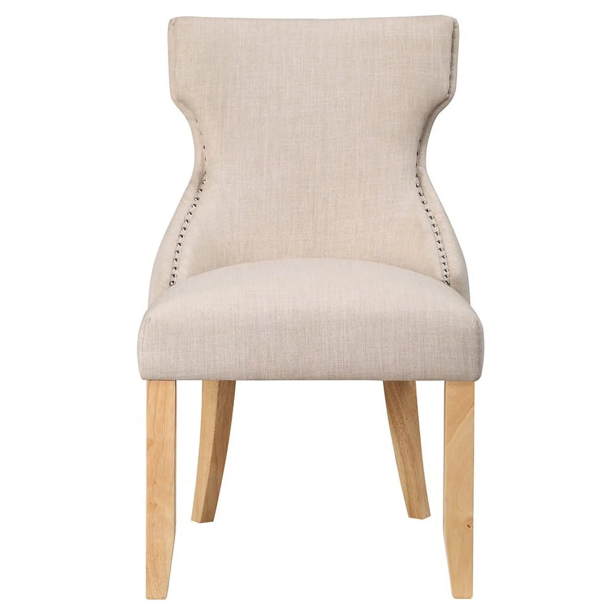 Ivory Fabric Wing-Back Side Chair Set of 2 G301253