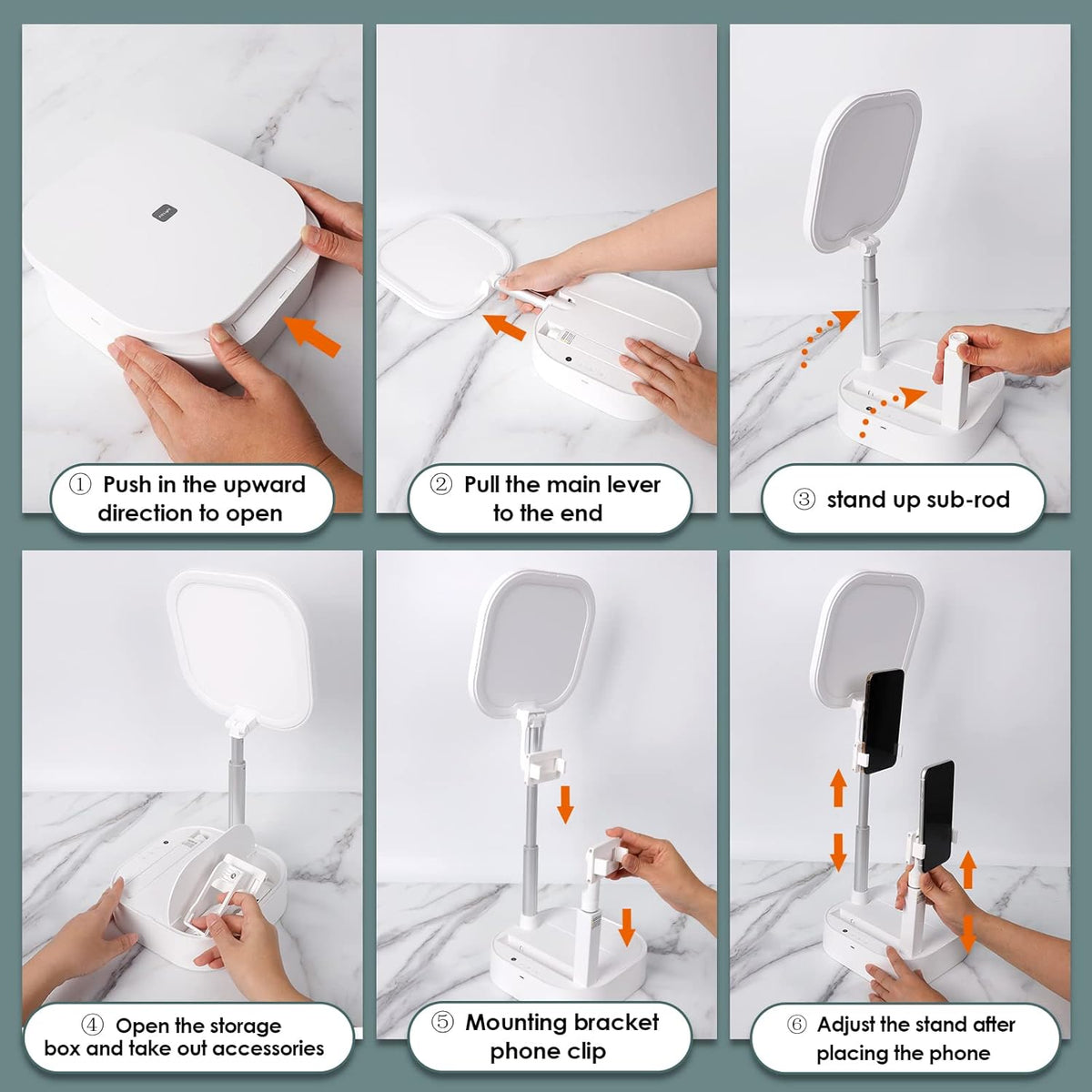Rechargeable Wireless Foldable Phone Stand with LED Light, Pack of 2 Y89120