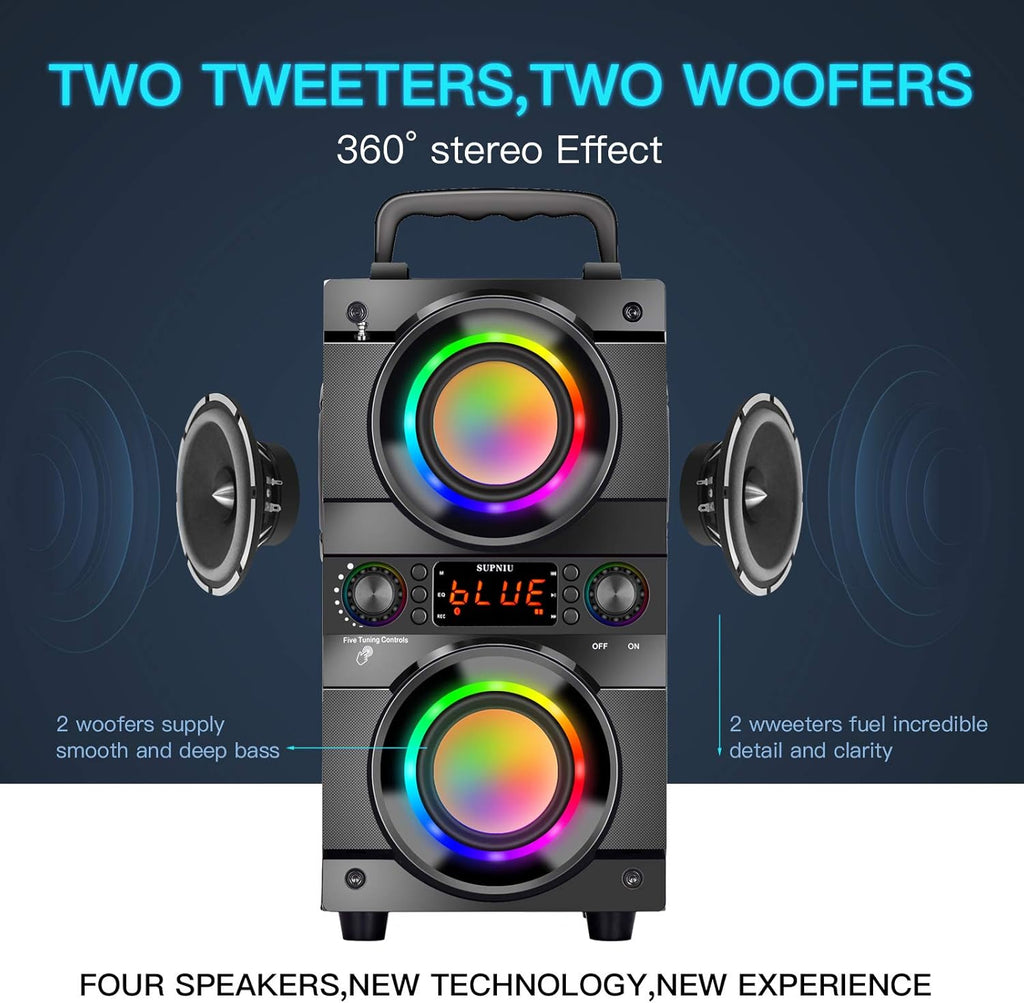 Bluetooth Speaker with LED Colorful Lights, Double Subwoofer S4851