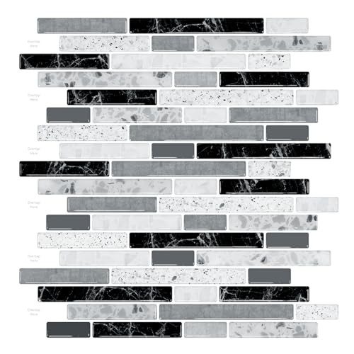 10-Sheet Self-Adhesive Vinyl Backsplash Tiles (Gray) H9824