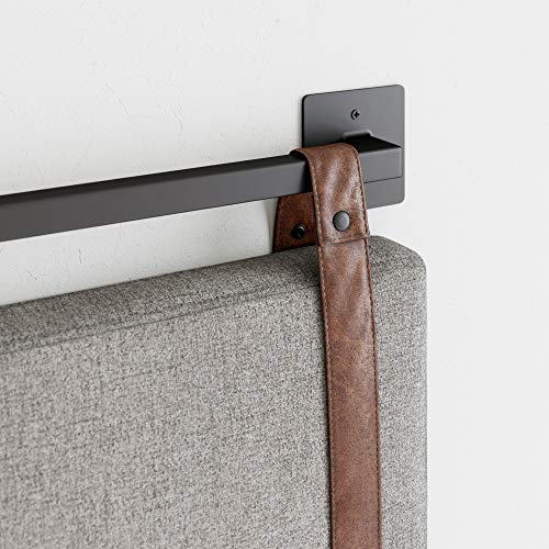 Queen Brown Faux Leather Wall Mount Hanging Headboard W248049