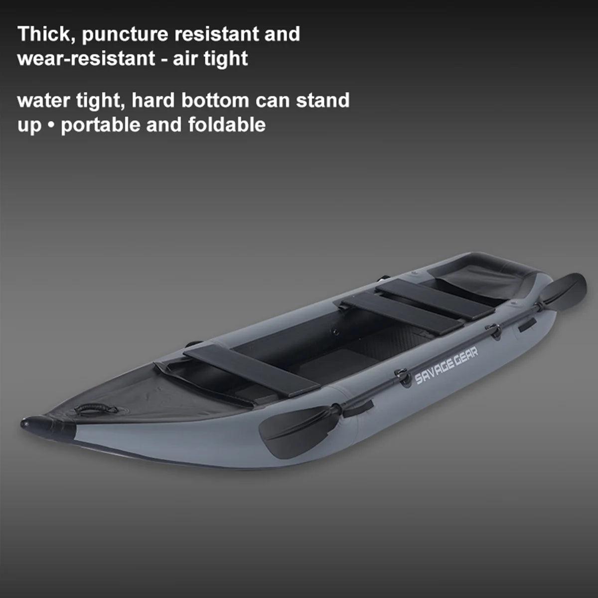 Inflatable Kayak Fishing Boat Set with Seat, Pump, Paddle, Repair Kit, Grey PVC G4122
