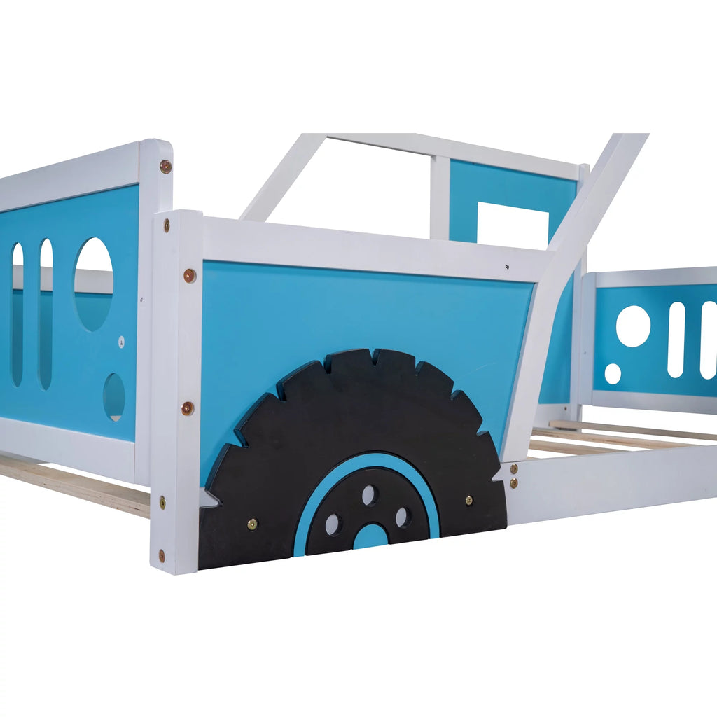 Twin Size Wood Platform Bed Frame with Wheels K56447