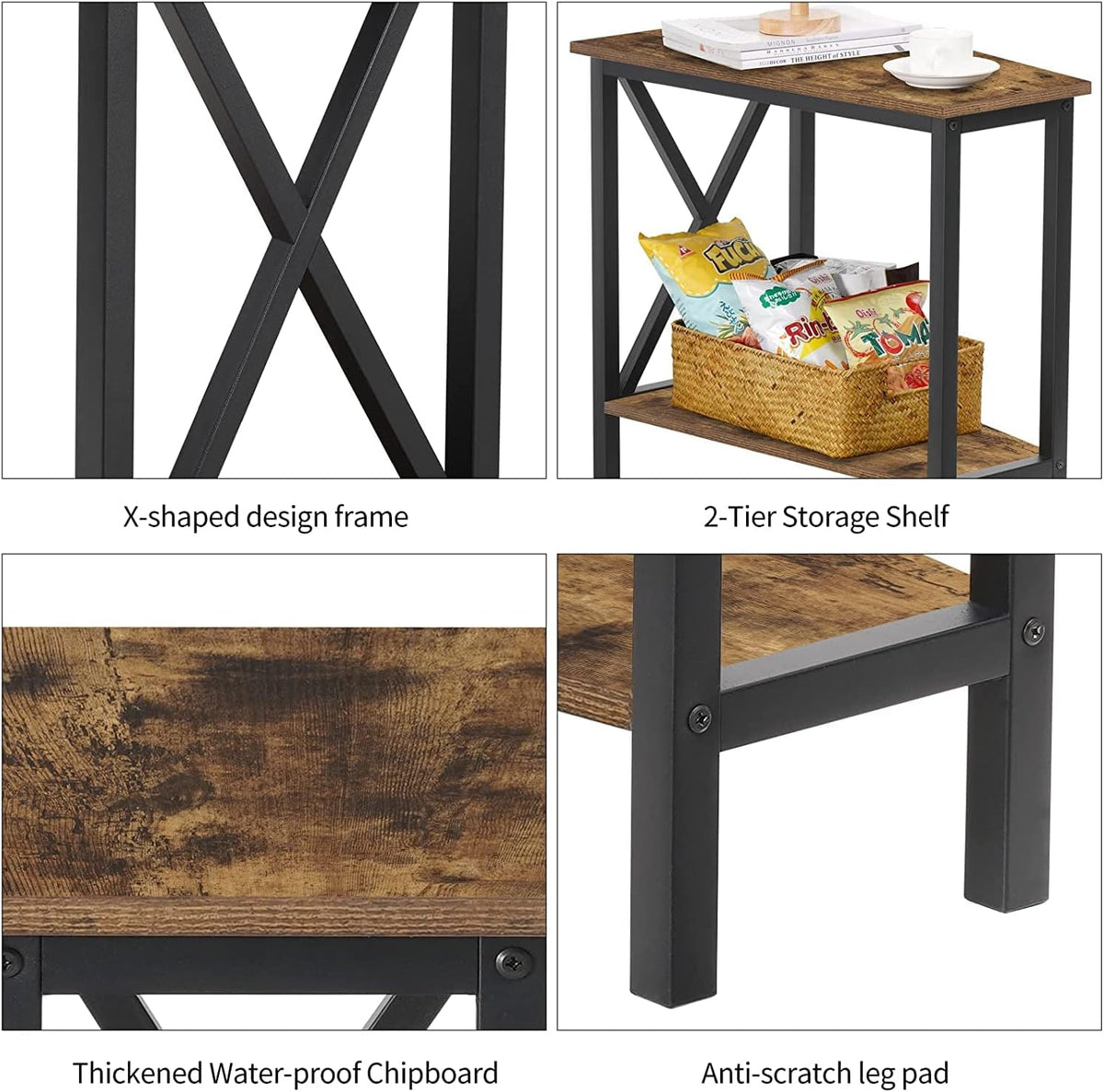 Wedge End Table with Storage Shelf T3044