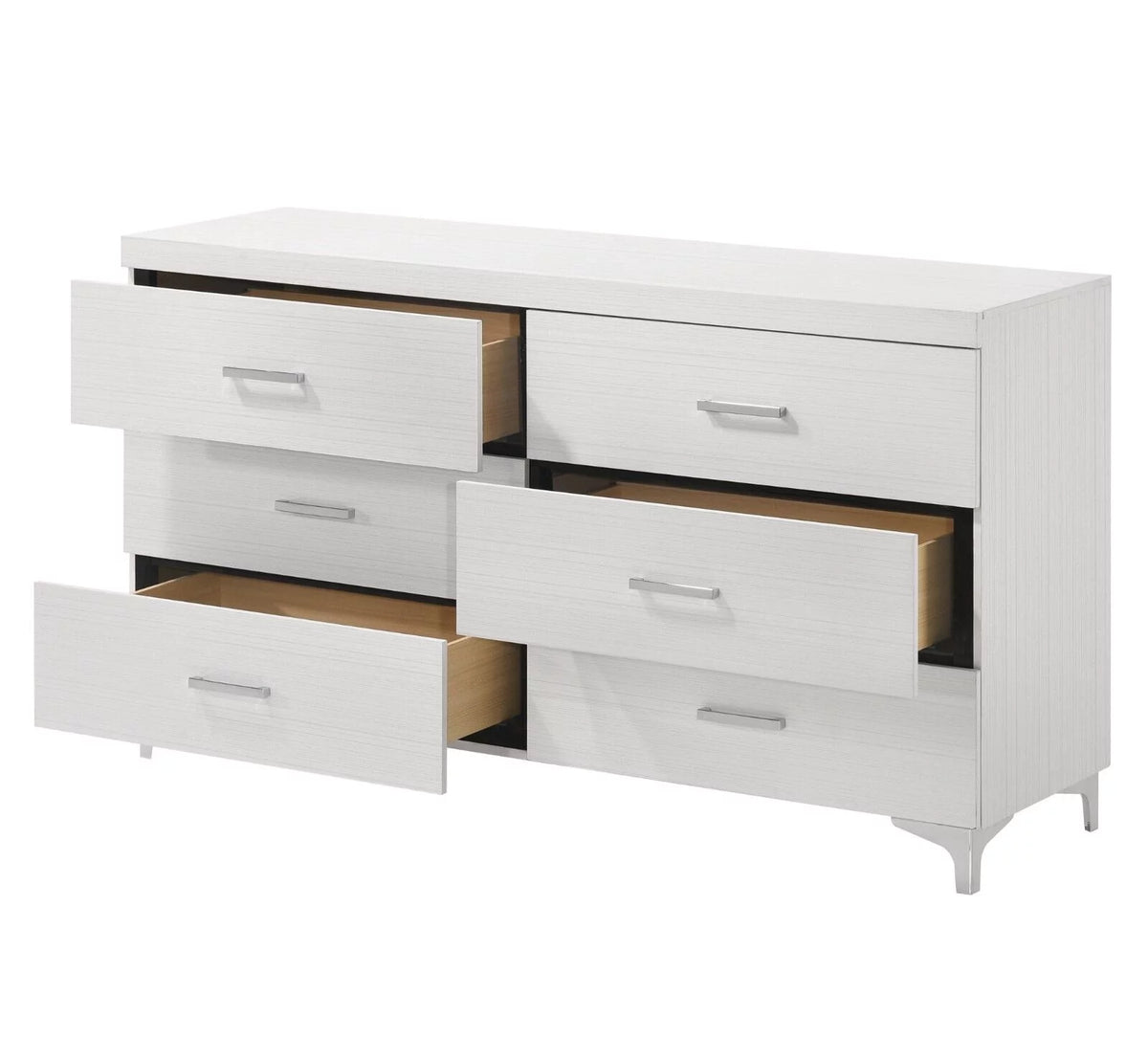White 5pc Queen Size Bedroom Set with LED Headboard Nightstand Dresser Chest Mirror L70928