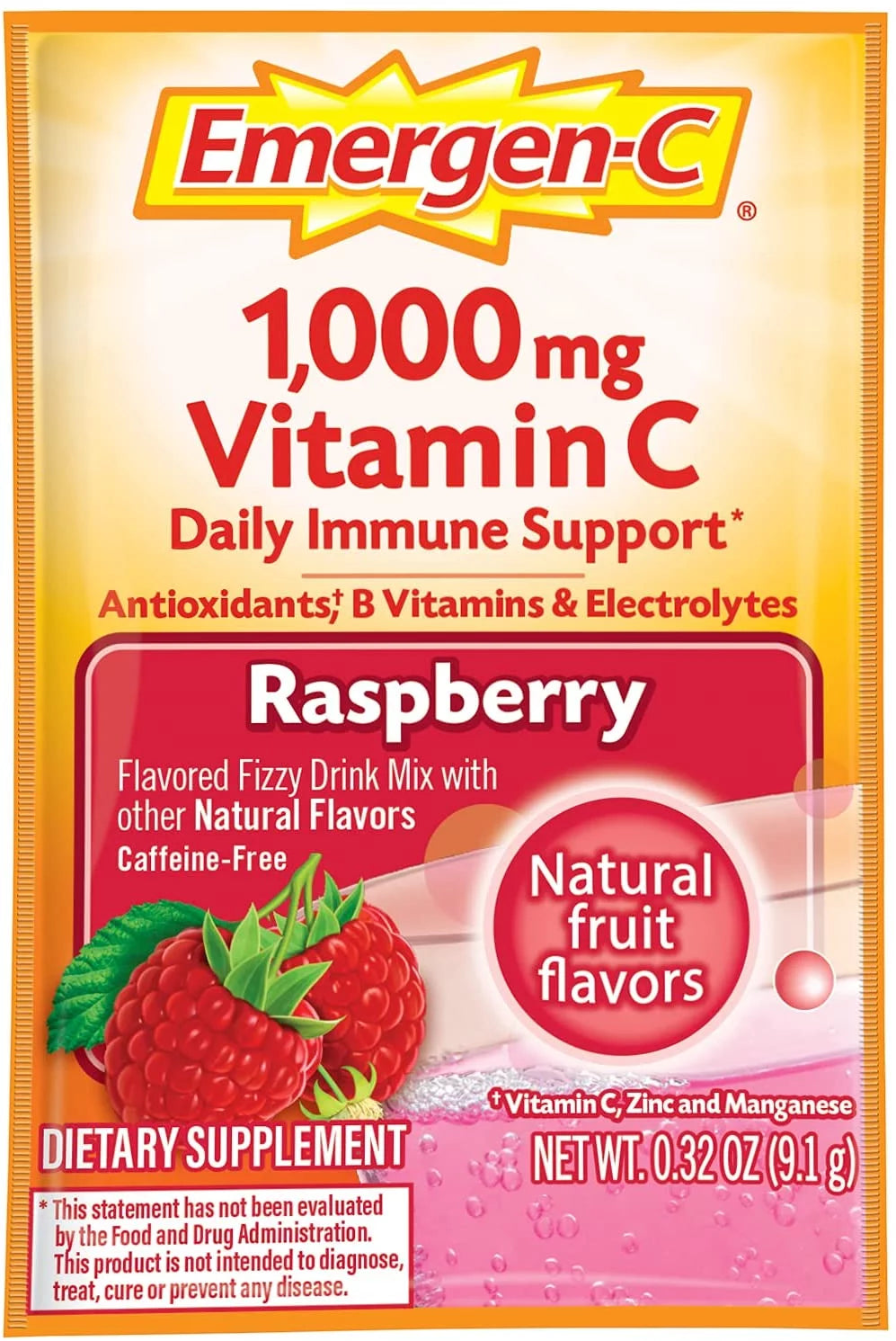 Raspberry Flavor Vitamin C Powder, 30 Count K478