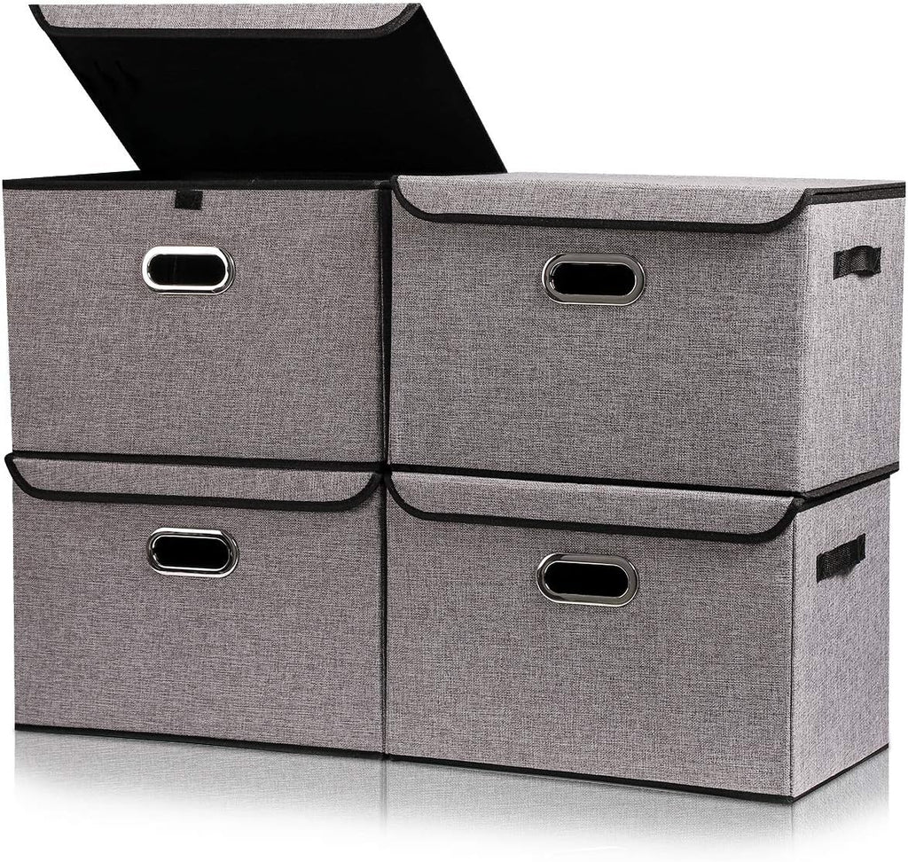 Collapsible Storage Boxes with Lids, Fabric Foldable Storage Container, Pack of 2 L320