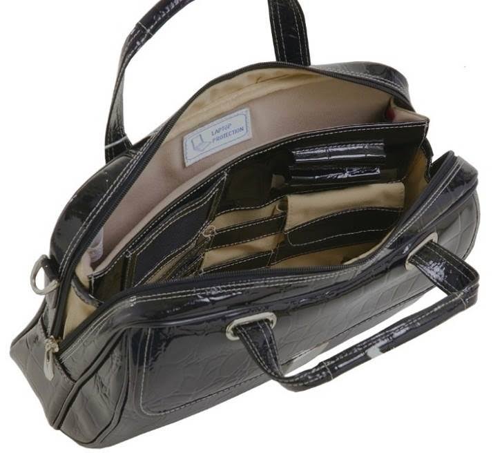 Black Leather Laptop Briefcase N4738