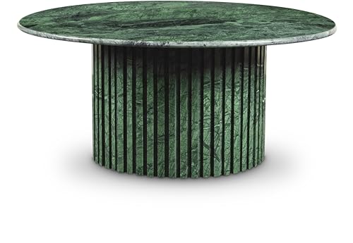 Art Deco Coffee Table with Marble, 36" W x 36" D x 16" H, Green I470993