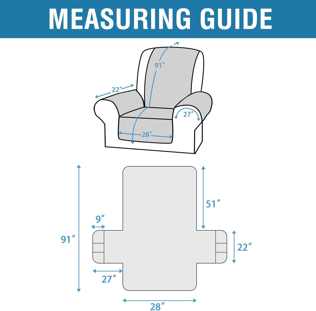 Oversized Recliner Cover 1-Piece Reversible with Elastic Straps Y90936