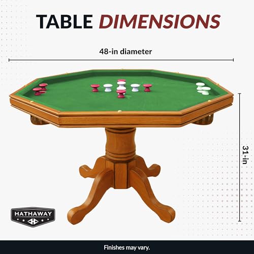 Oak 3 in 1 Octagon Poker Table with Bumper Balls, Cues, Chalk, Brush S5200