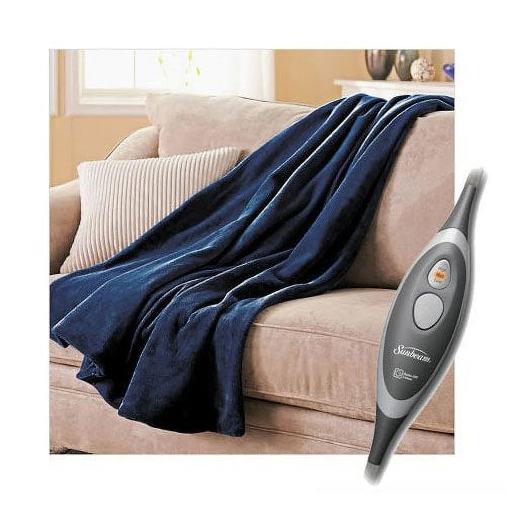 Royal Blue Electric Heated MicroPlush Throw Blanket J825