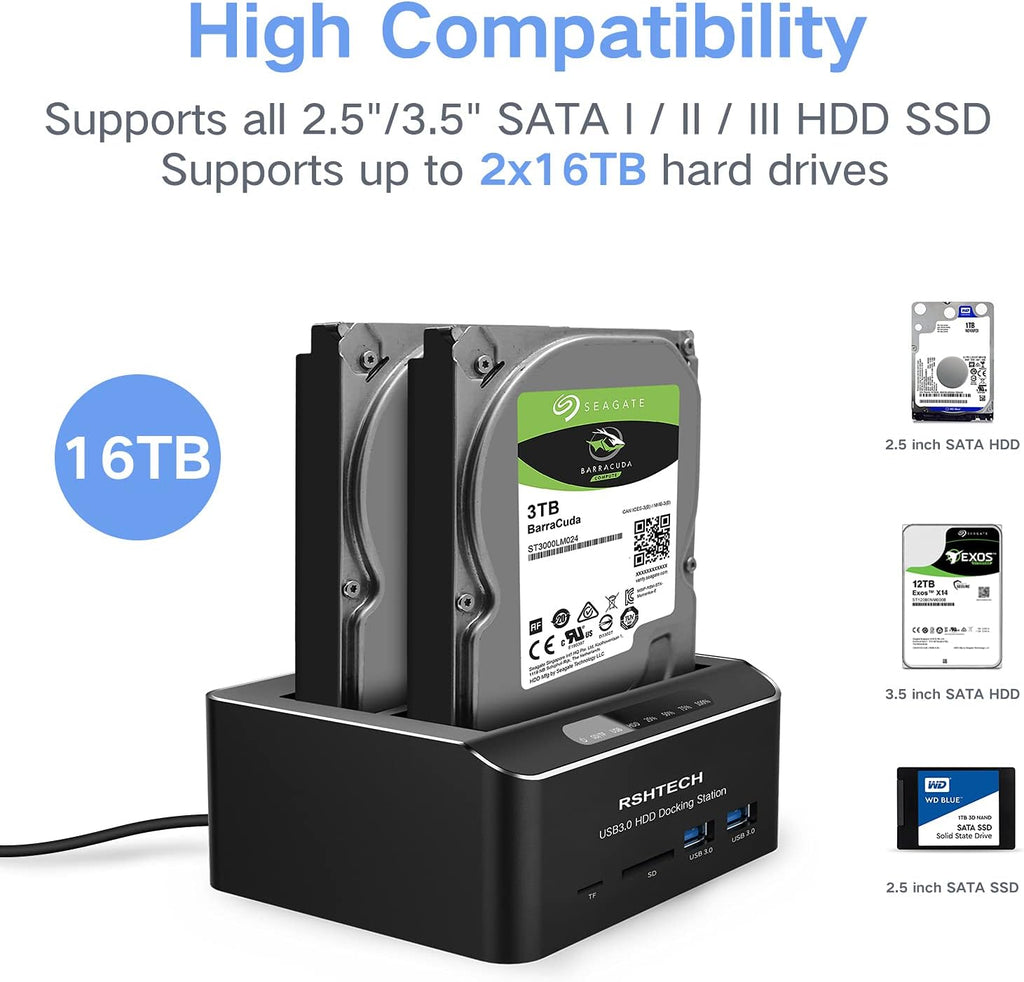 USB 3.0 Aluminum Dual Bay Hard Drive Docking Station B876
