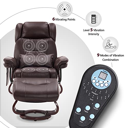 Grey Faux Leather Swivel Recliner with Ottoman Y59194