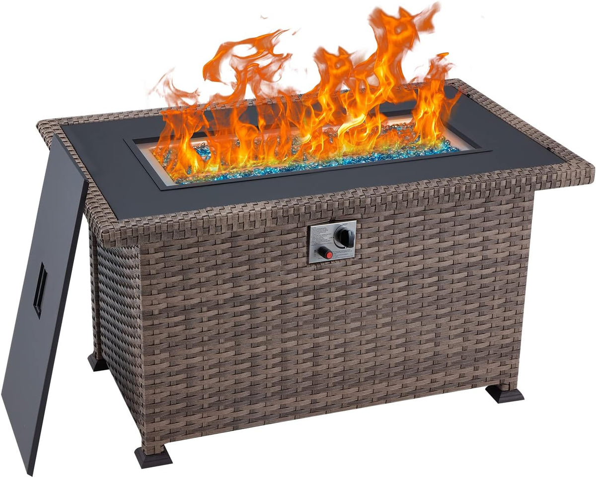 50in 50000BTU Propane Fire Pit Table with Cover and Blue Fire Glass J51815