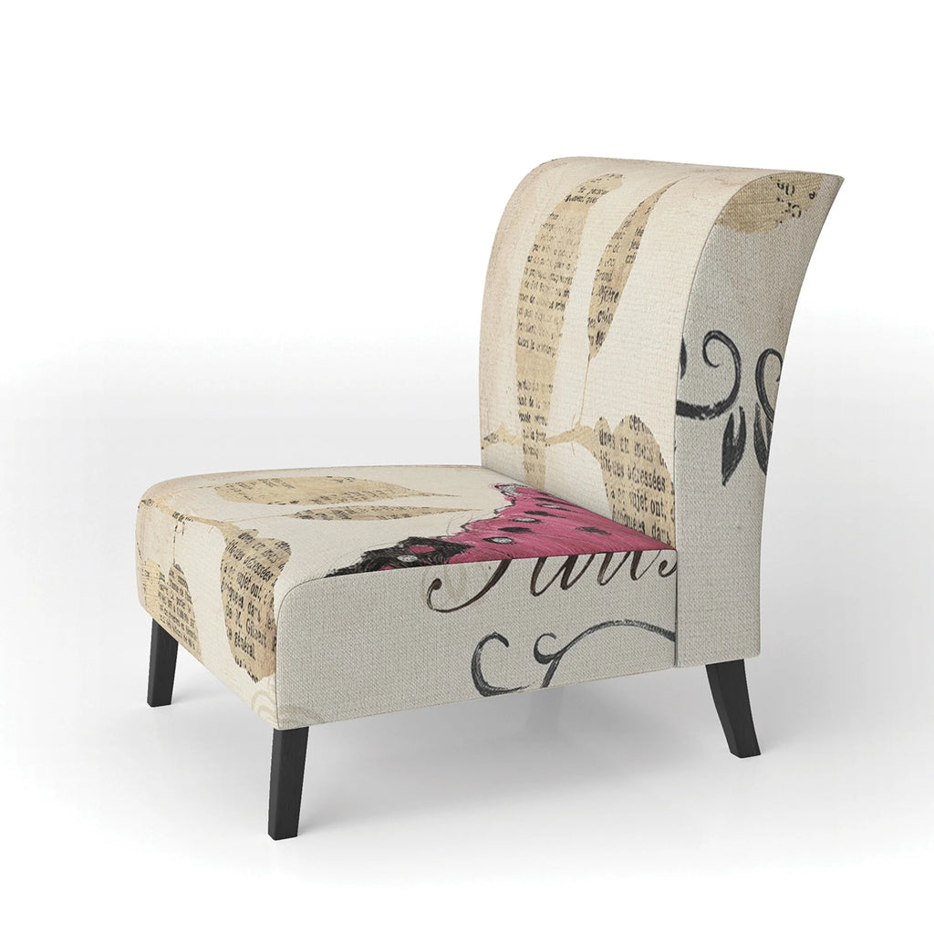 Red Butterfly Upholstered Accent Chair N559612