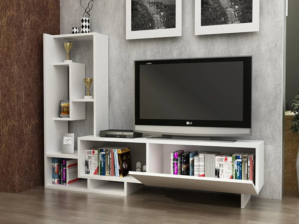 White TV Stand with Shelves for TVs Up to 55 inch H683031