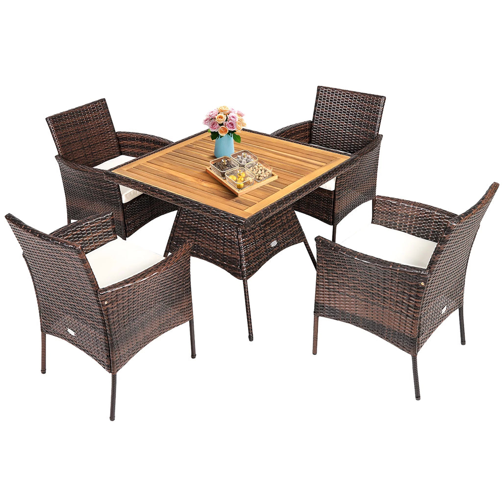 5 Pc Patio Rattan Dining Furniture Set V783970