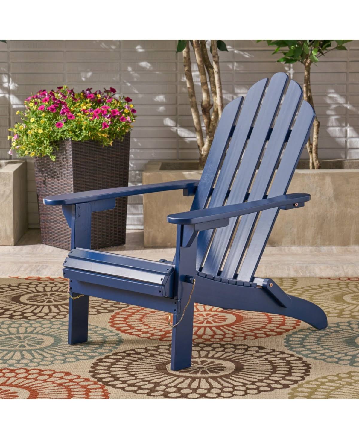 Blue Foldable Acacia Wood Adirondack Chair K523542
