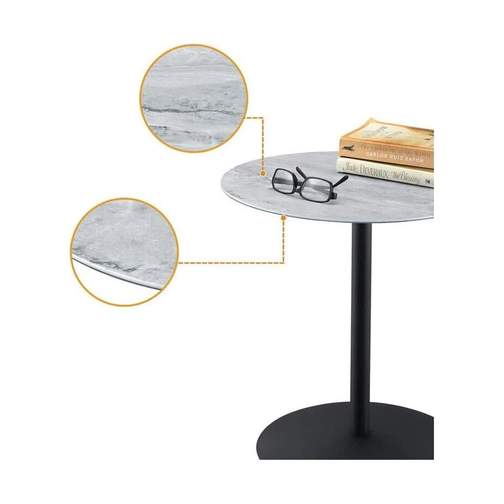 Asian Aesthetics End Table With Marble Textured Glass Top J95731