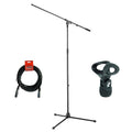 Black Tripod Microphone Stand with Boom, Elliptical Microphone Clip, 20' XLR Cable Bundle N2926
