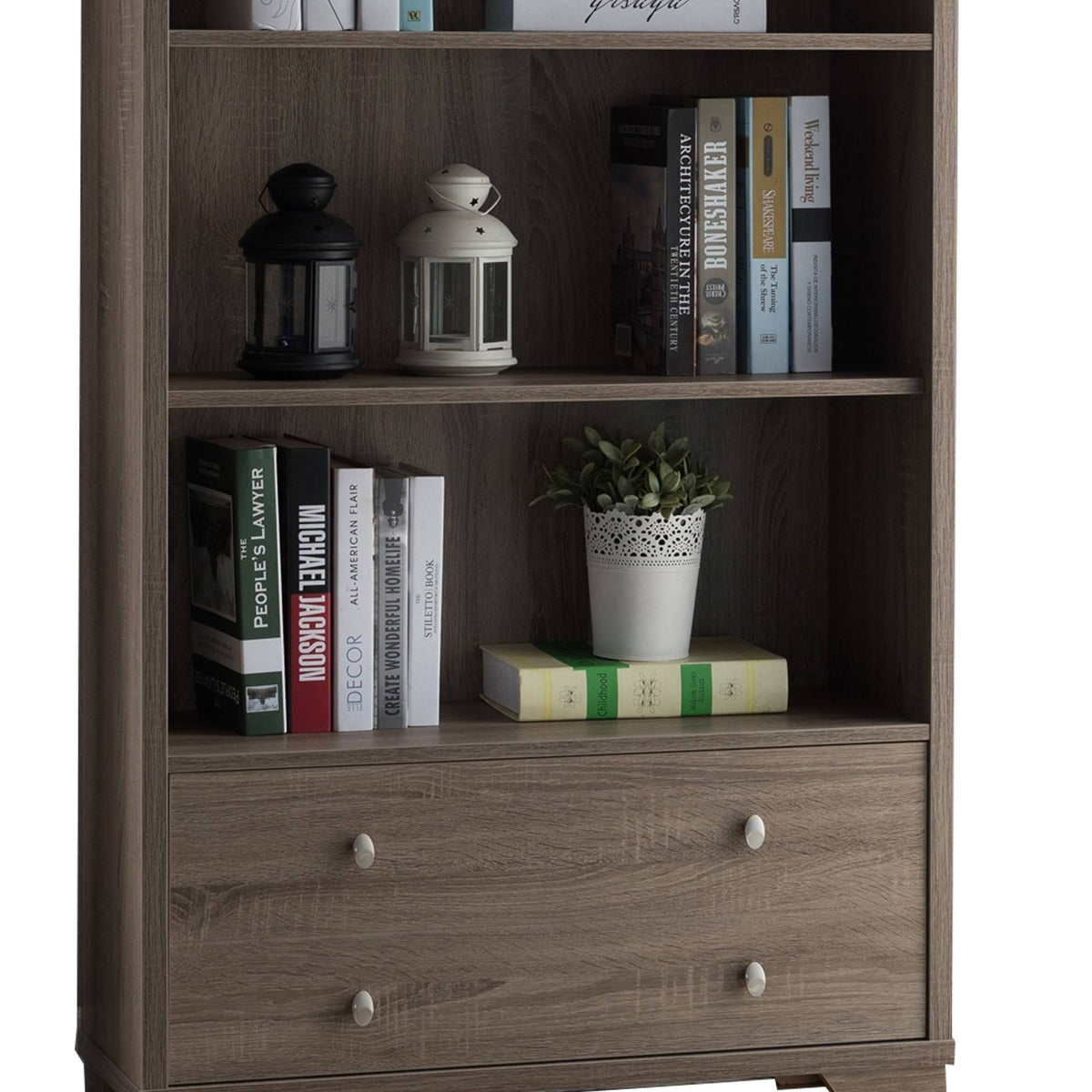 Dark Taupe Brown Wooden Display Cabinet S6389
