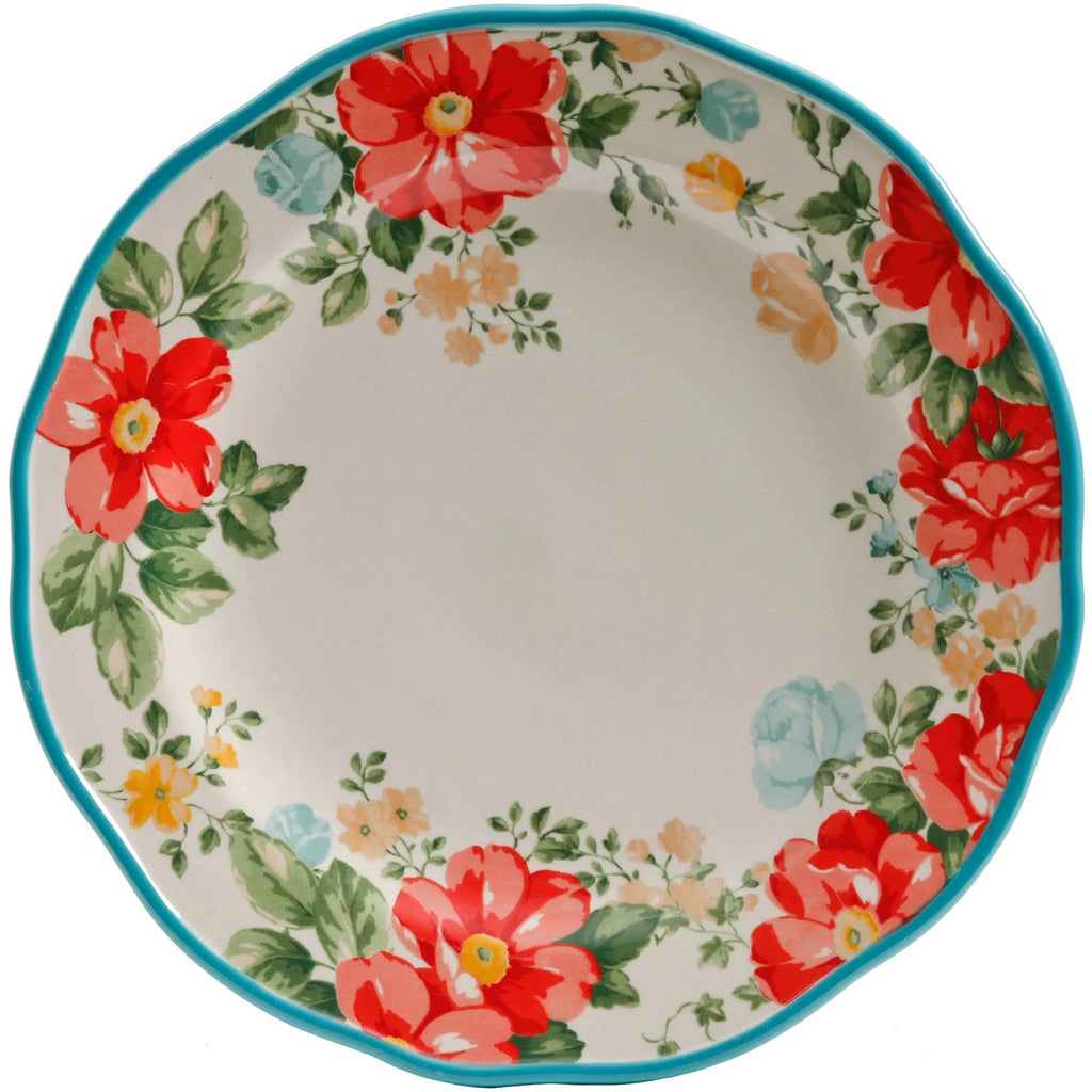 Vintage Floral 12-Piece Dinnerware Set, Teal U6990