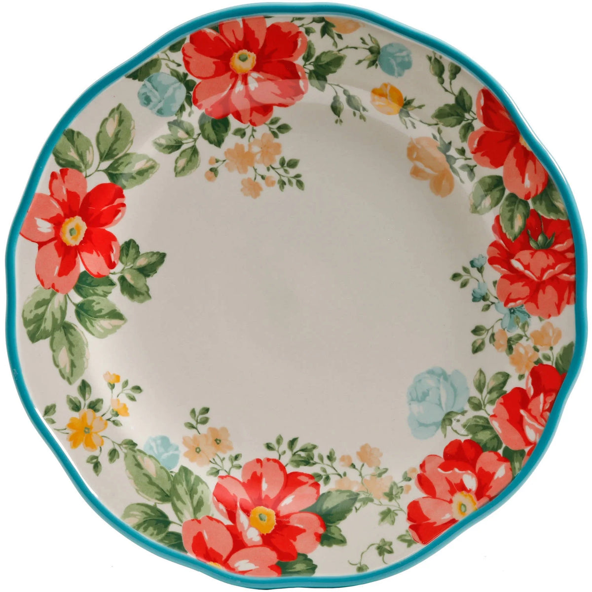 Vintage Floral 12-Piece Dinnerware Set, Teal U6990