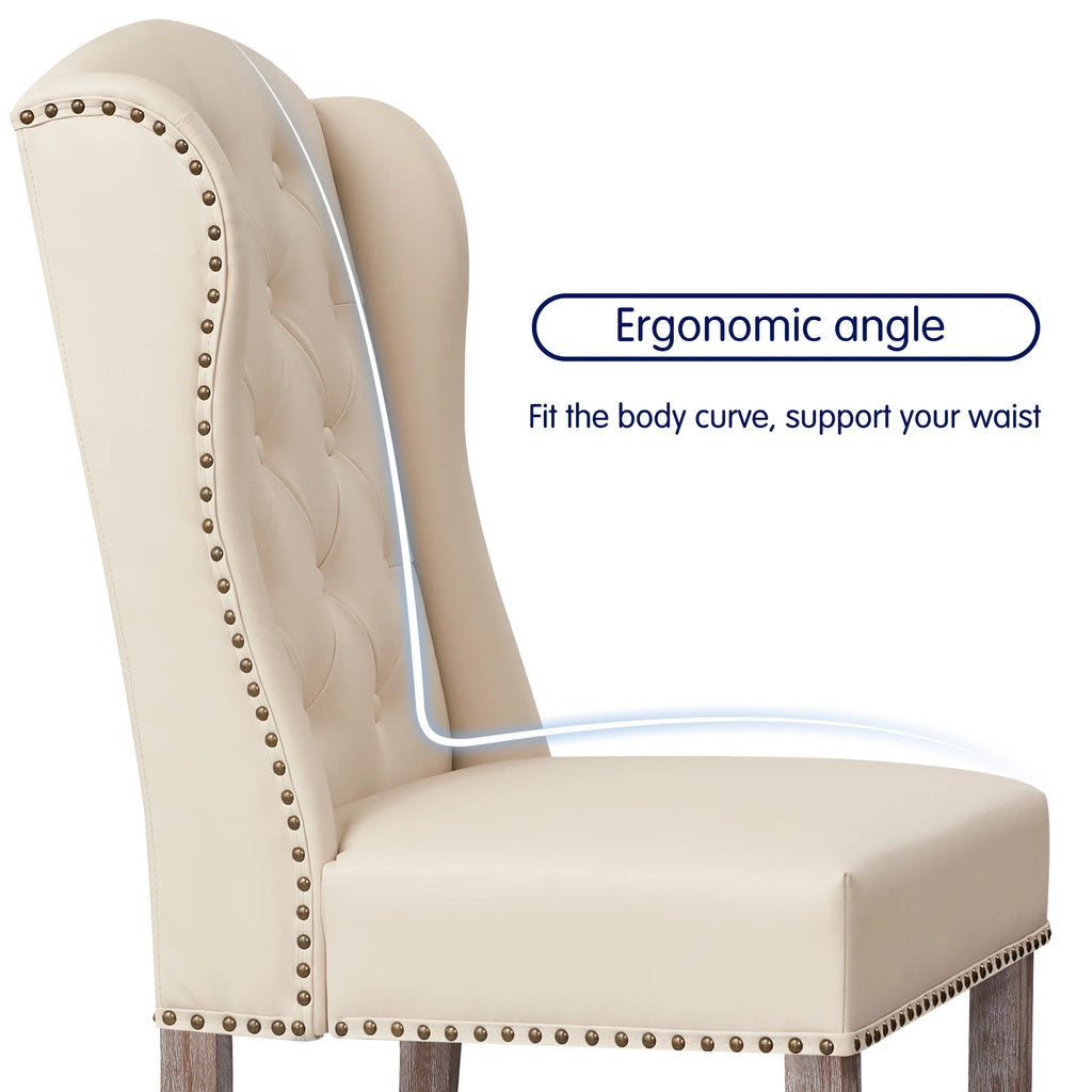 Waterproof PU Leather Dining Chairs Set of 4 Beige E975466