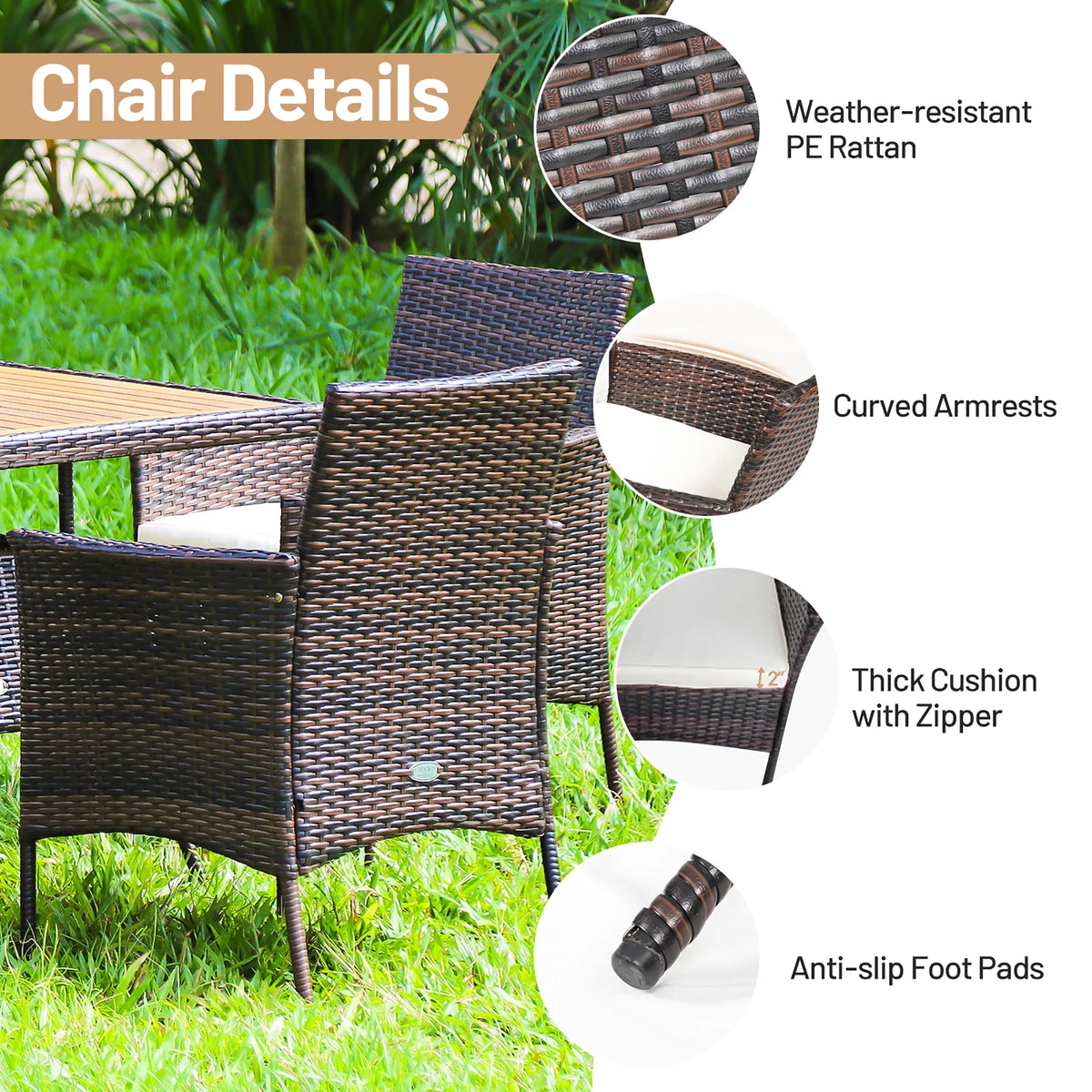 5 Pc Patio Rattan Dining Furniture Set V783970