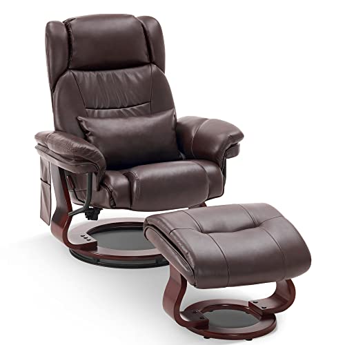 Grey Faux Leather Swivel Recliner with Ottoman Y59194