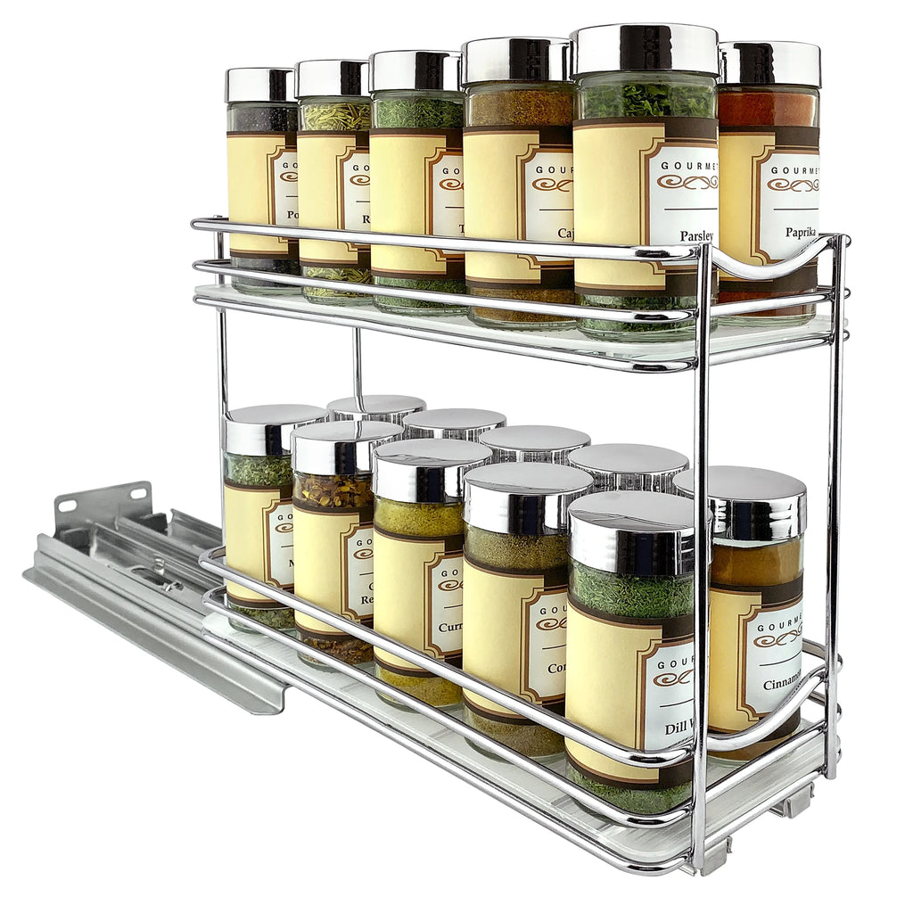 Chrome Double Pull Out Spice Rack Organizer for Cabinet O893286