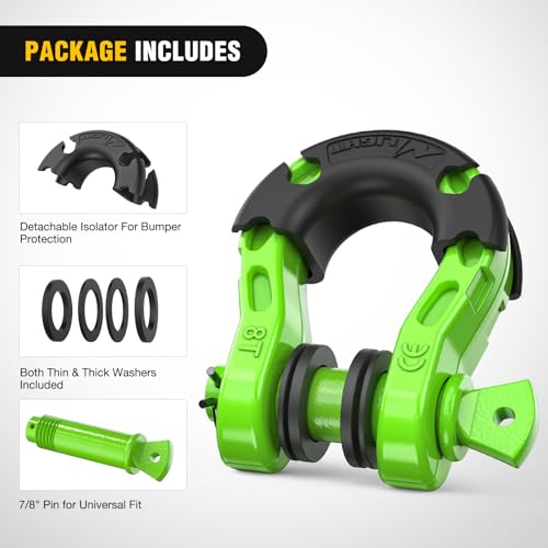 2 Pack 3/4" D-Ring Shackle 4.75 Ton Heavy Duty Off Road Recovery Shackle with Isolators & Washer Kit Red Y29935