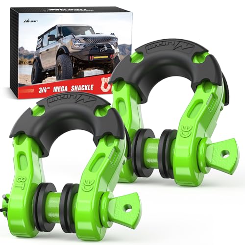 2 Pack 3/4" D-Ring Shackle 4.75 Ton Heavy Duty Off Road Recovery Shackle with Isolators & Washer Kit Red Y29935