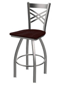 Swivel Counter Stool with Stainless Finish and Dark Cherry Oak Seat Y556650
