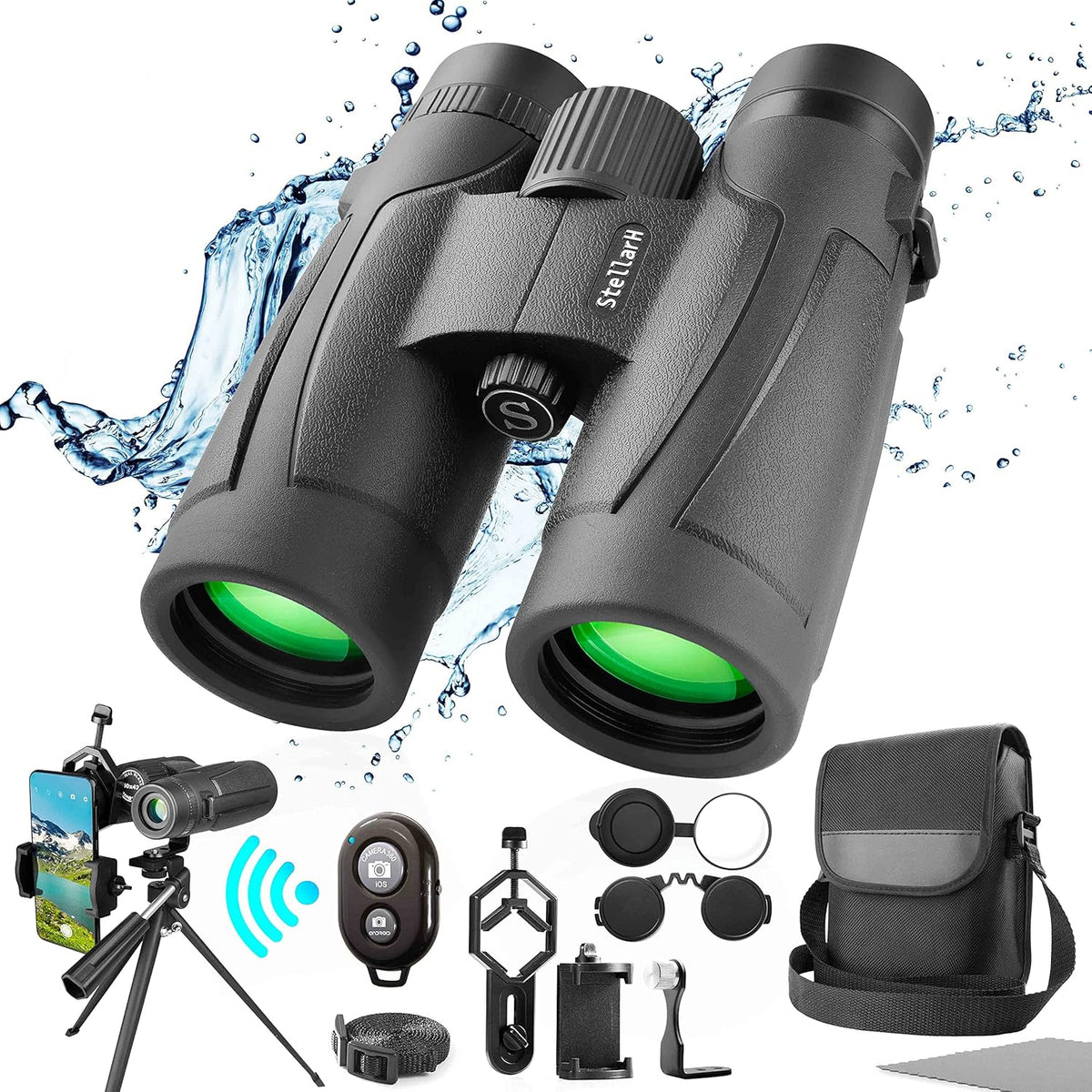 10x42 Waterproof Binoculars with Tripod and Smartphone Adapter L601265