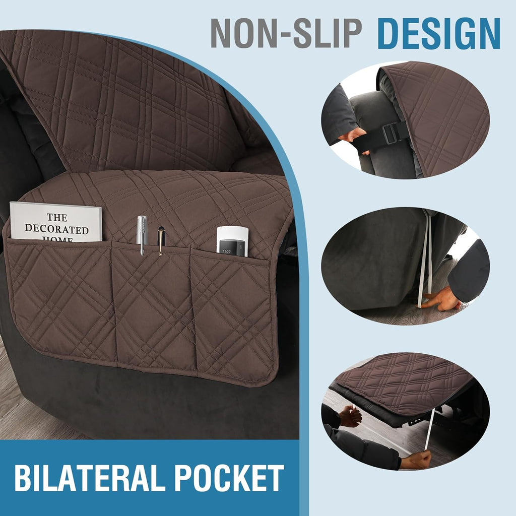 Oversized Recliner Cover 1-Piece Reversible with Elastic Straps Y90936